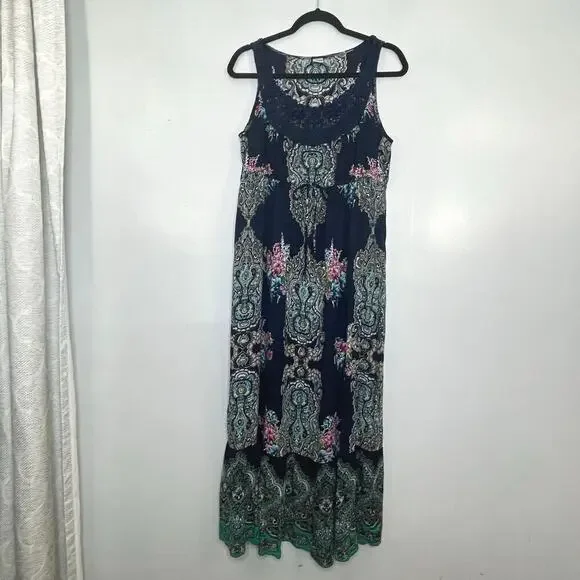 Bila Women Sleeveless dress Boho Beach Paisley Size M embroidered multicolor - Picture 1 of 11